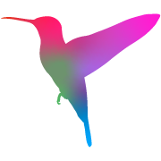 Kleurrijke Kolibrie, in overlopende kleuren roze, paars, blauw en groen